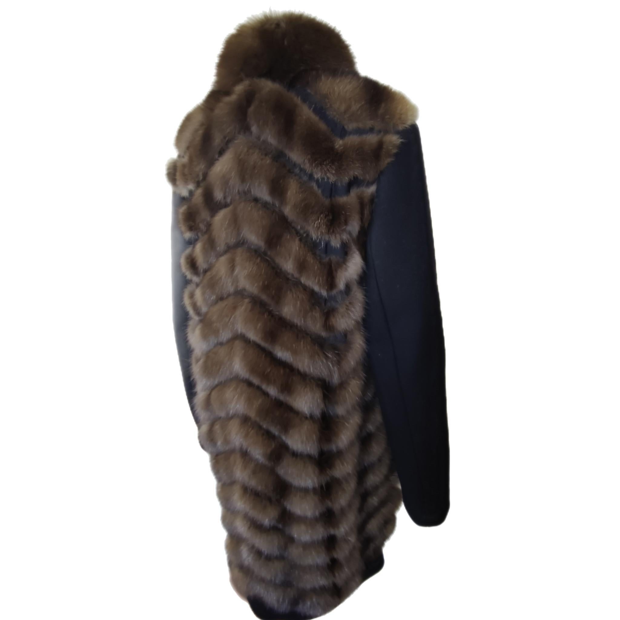 Cashmere wool Loro Piana Coat with Russian Sable fur Gulliana Tesso Italy  For Sale 8