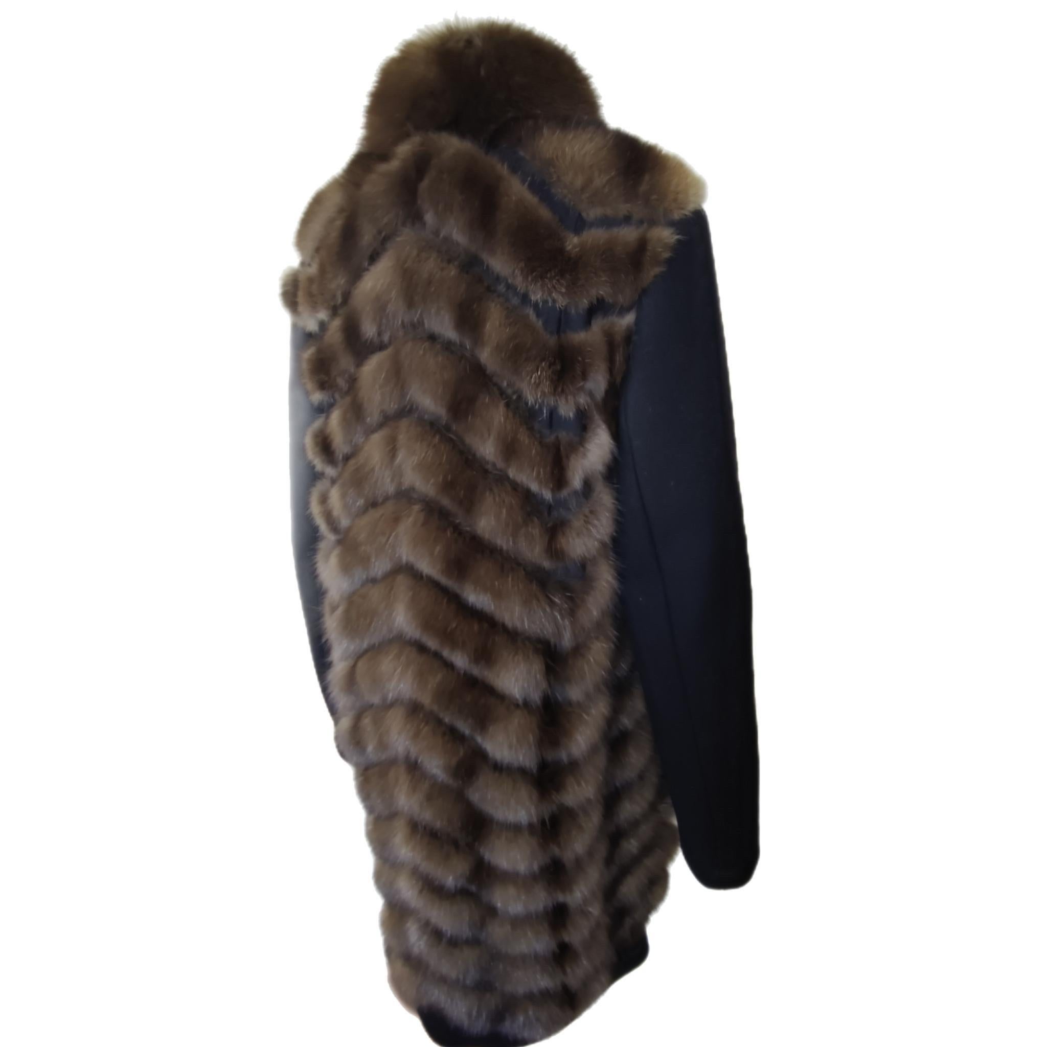 Cashmere wool Loro Piana Coat with Russian Sable fur Gulliana Tesso Italy For Sale 7