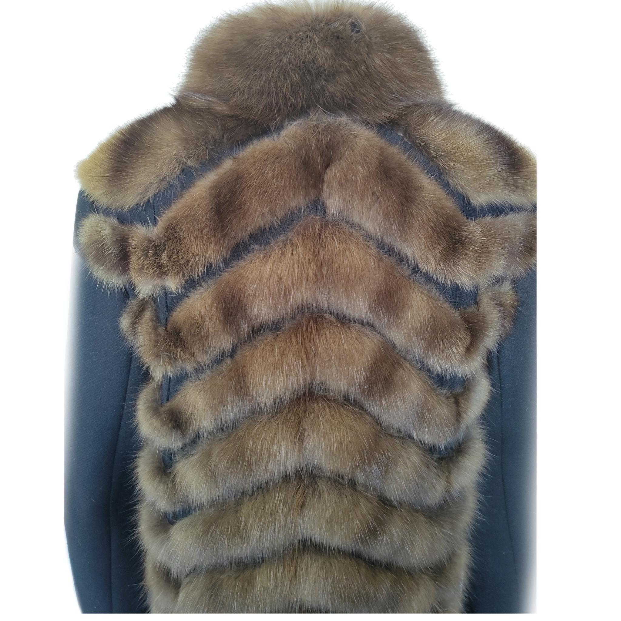 Cashmere wool Loro Piana Coat with Russian Sable fur Gulliana Tesso Italy For Sale 12