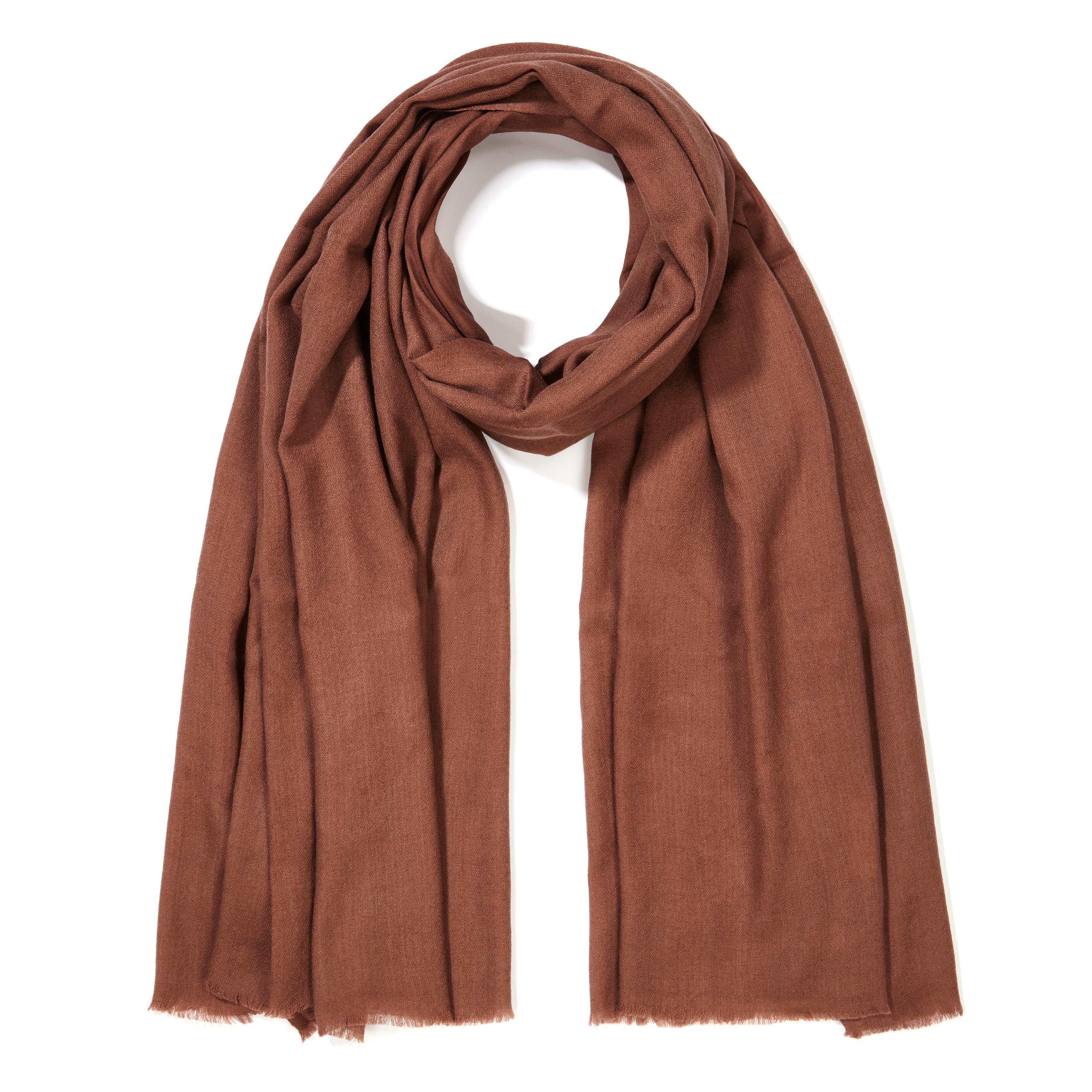 Cashmere Wool Shawl in Rose Chestnut Brown made in Kashmir India  In New Condition In London, GB