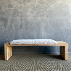 Casi Sheep Bench in White Oak and Natural Genuine Sheep Upholstery