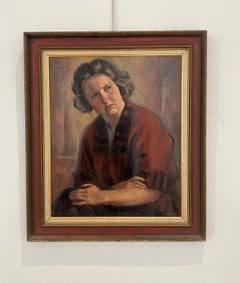 Portrait of a Lady, Oil on Canvas, Framed, 1920s, Good Condition