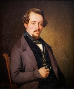 Casimir Vandendaele, 1818 - 1880, Portrait d'un gentleman, signé et daté 1843