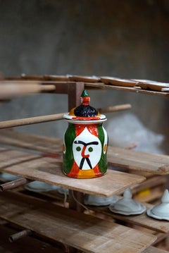 Casinha Pot by Mariana Malhão for Tasco Tableware, Hand Painted Terracotta