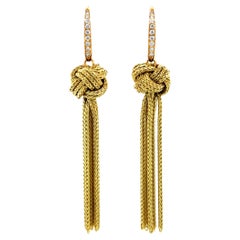 Casino Knot Earrings 18k Yellow Gold 18 Diamonds 0.15 Ct G Vs Diameter 11.5 Mm