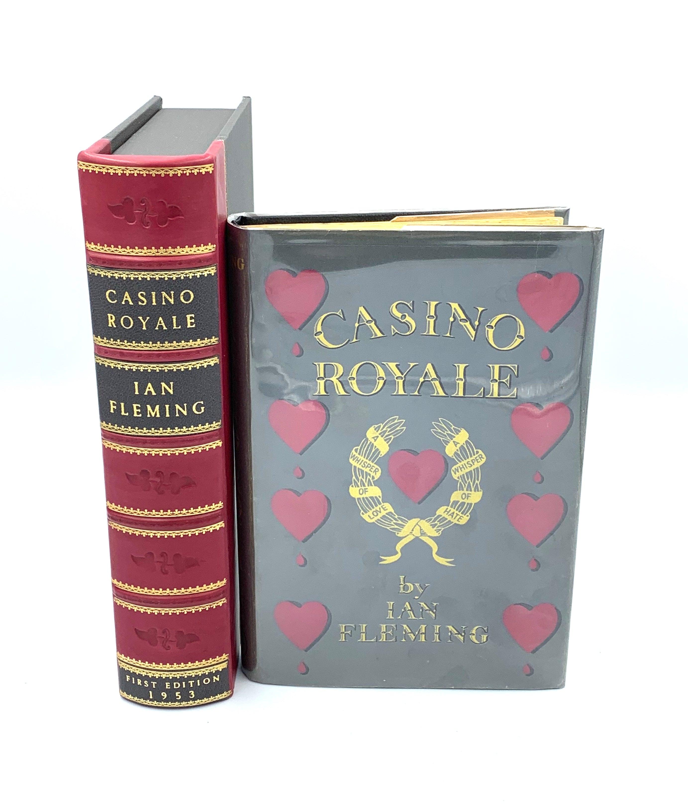 Fleming, Ian. Casino Royale. London: Jonathan Cape, 1953. First edition, first issue. In original dust jacket and black boards. Octavo. Presented in a spectacular quarter leather and cloth clamshell case.

This is the first edition of Ian