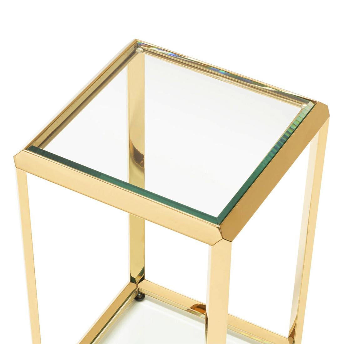 Beveled Casiopee Gold Low Side Table For Sale