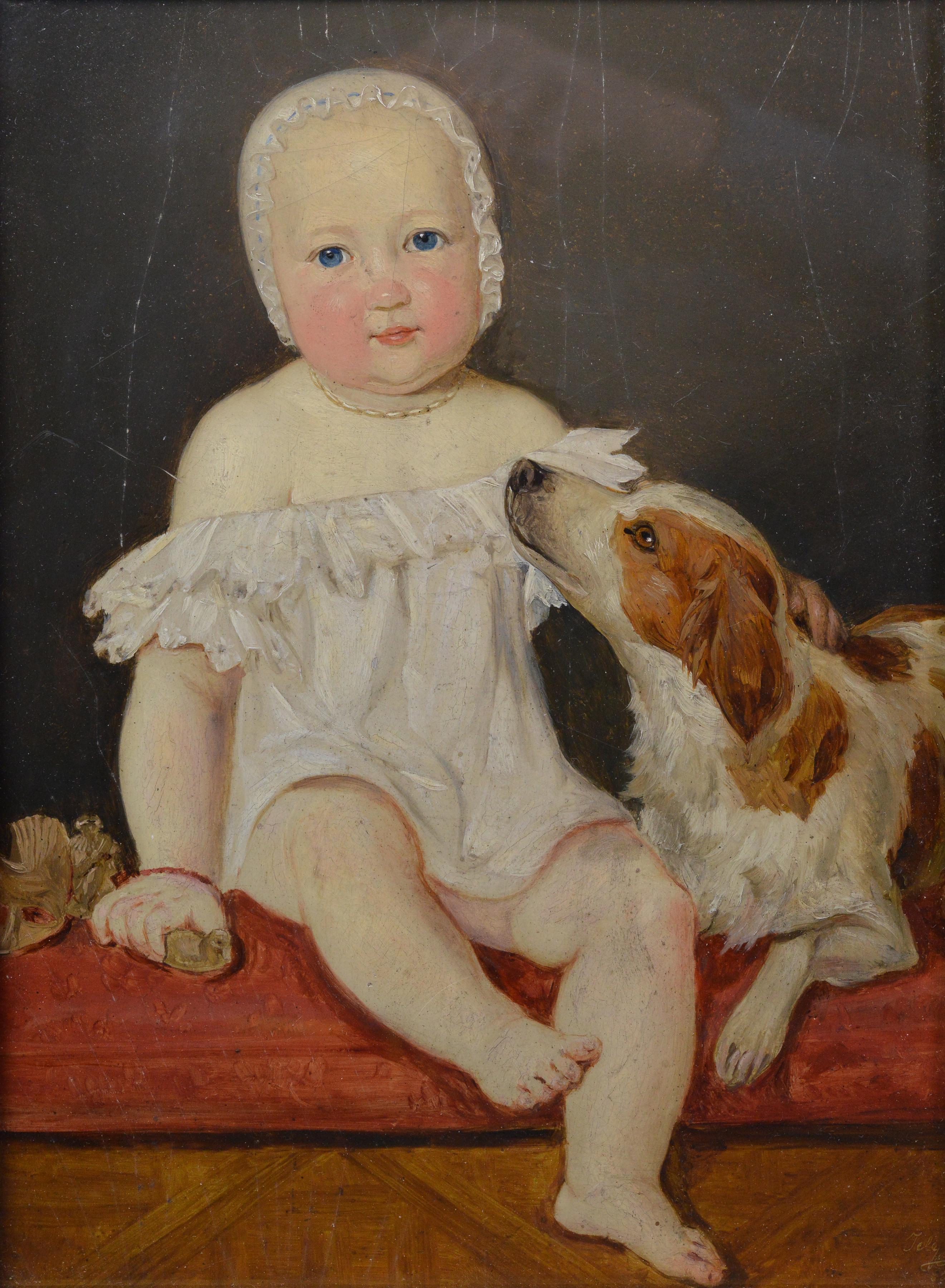 Belle peinture à l'huile du 19e siècle, attribuée au maître autrichien Caspar Jele (l'un des plus importants représentants des Nazaréens au Tyrol), portant l'inscription 