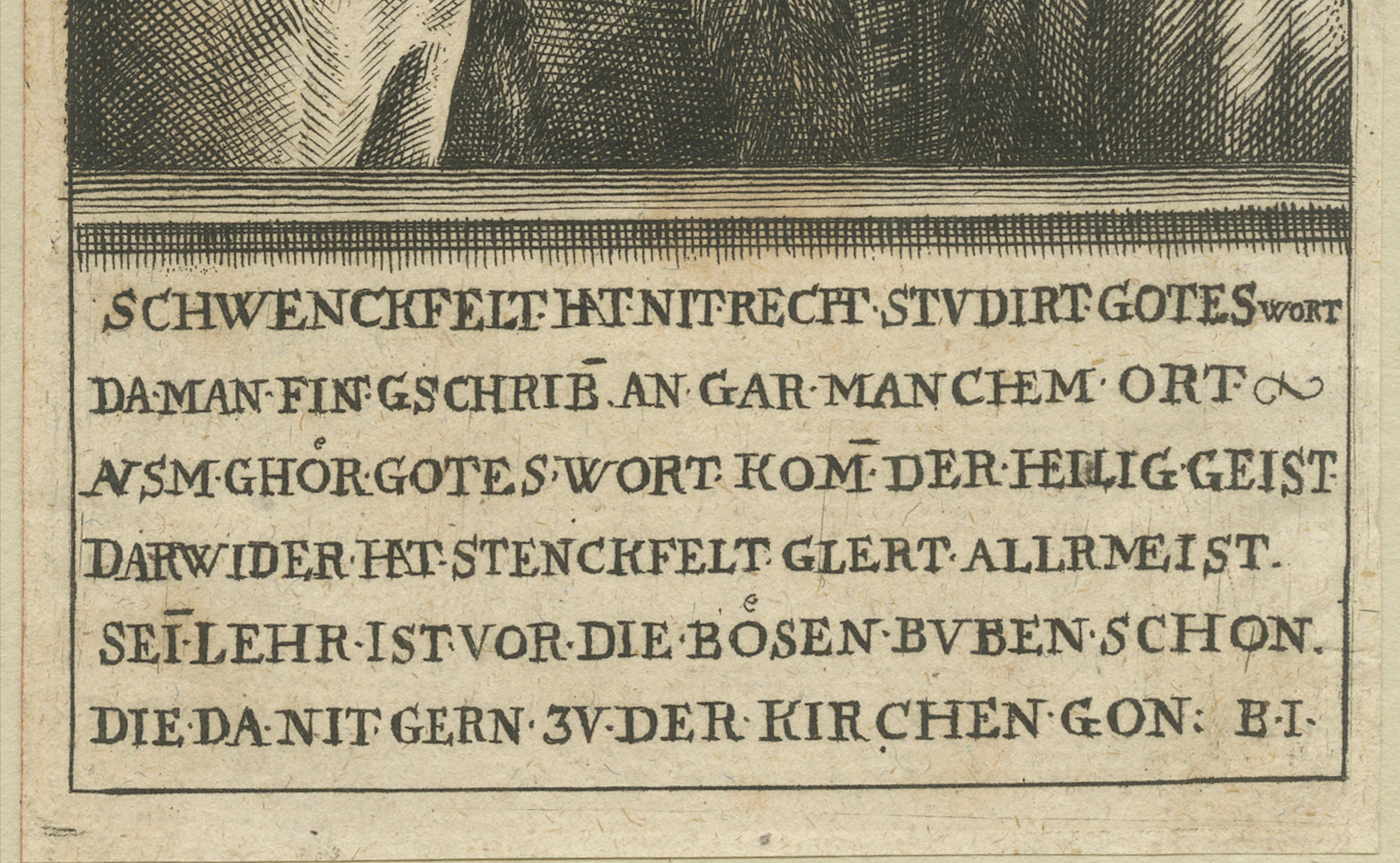 Caspar Schwenckfeld Portrait – 16thC Reformation Print, Polemical Engraving