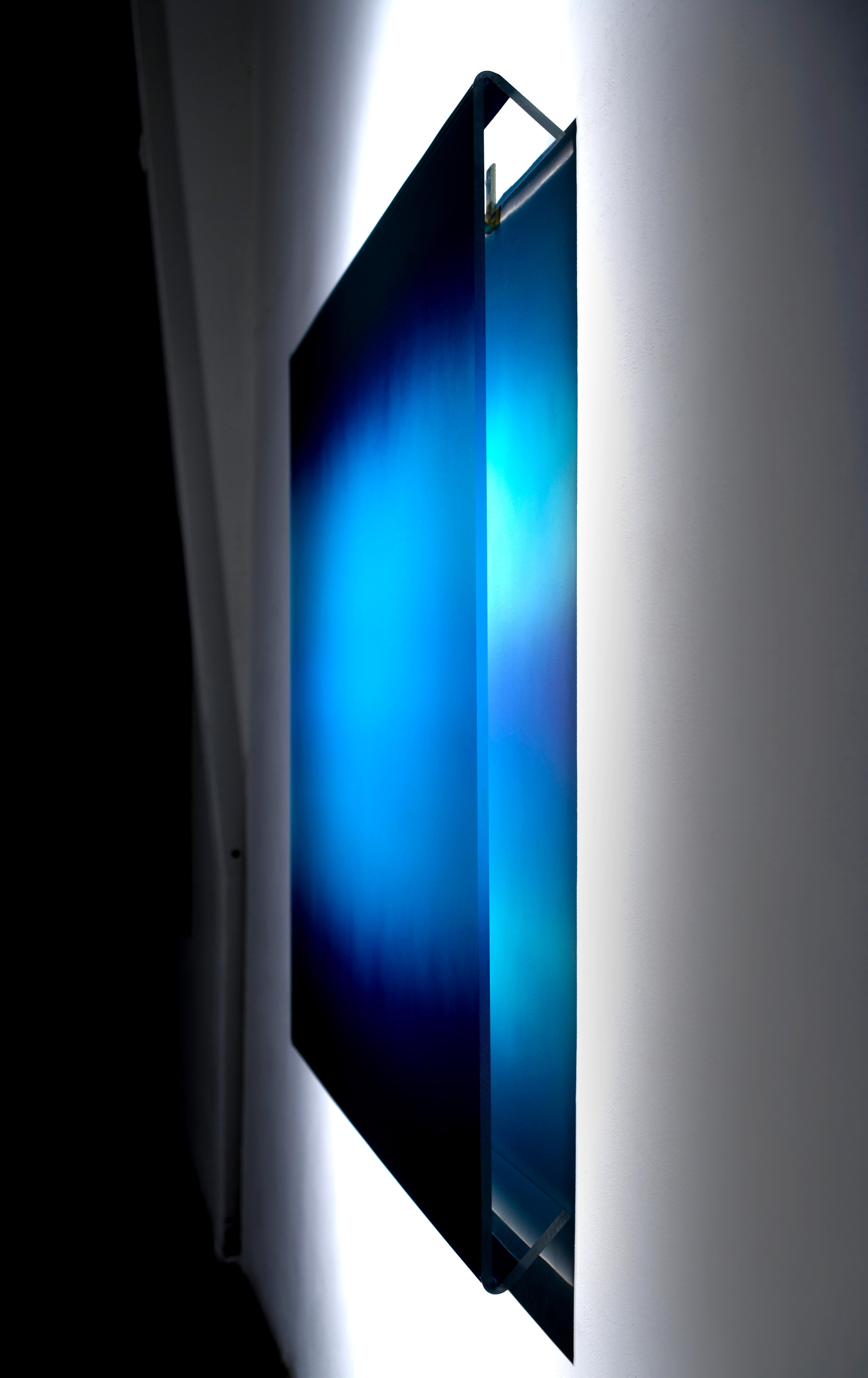 The Veils introduce Brindle’s newest series, where diaphanous washes of color float on elegantly suspended sheets of acrylic. Painted in layers from the back of these sleek, crystalline surfaces, the paintings are bold and captivating. For Brindle,