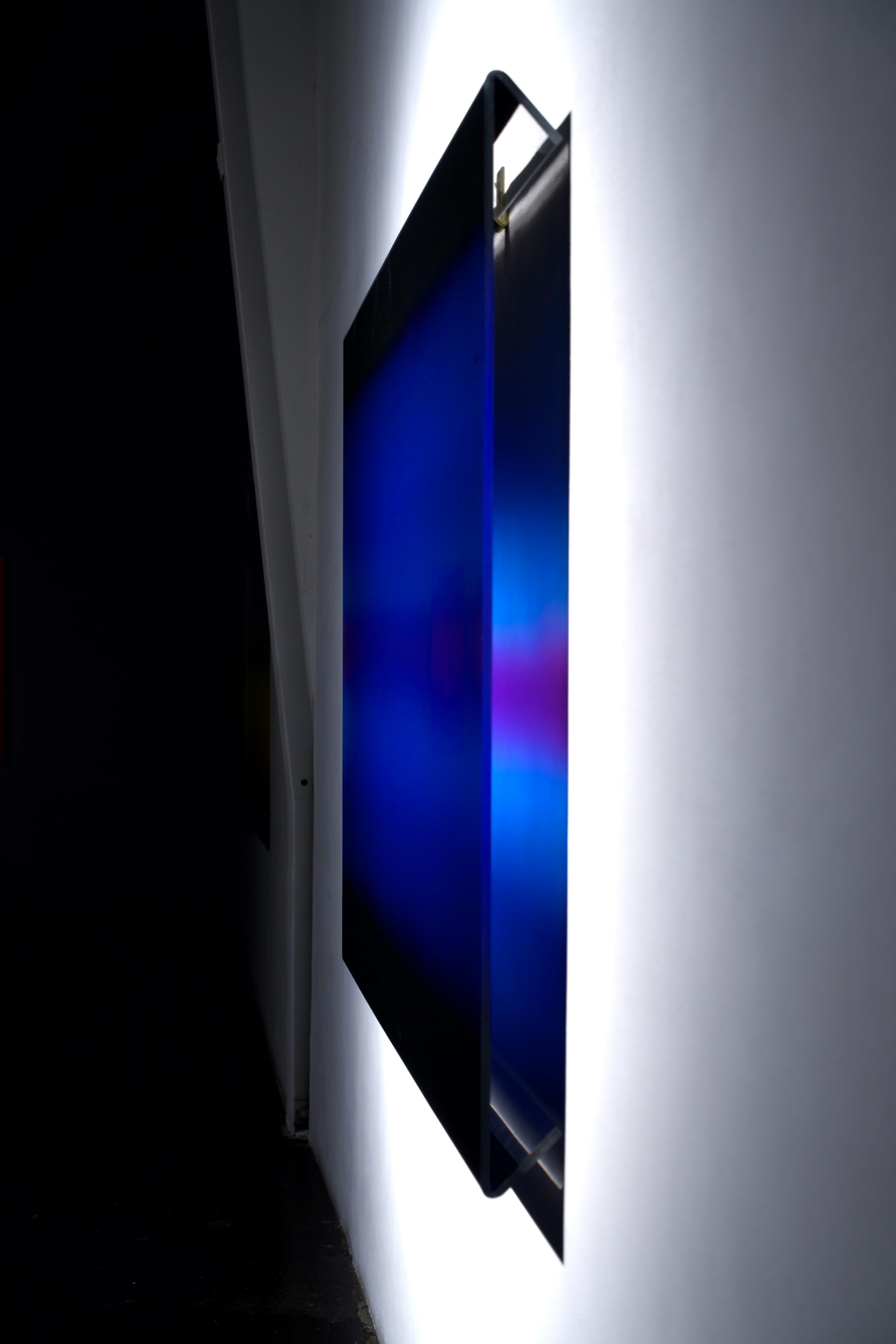 The Veils introduce Brindle’s newest series, where diaphanous washes of color float on elegantly suspended sheets of acrylic. Painted in layers from the back of these sleek, crystalline surfaces, the paintings are bold and captivating. For Brindle,