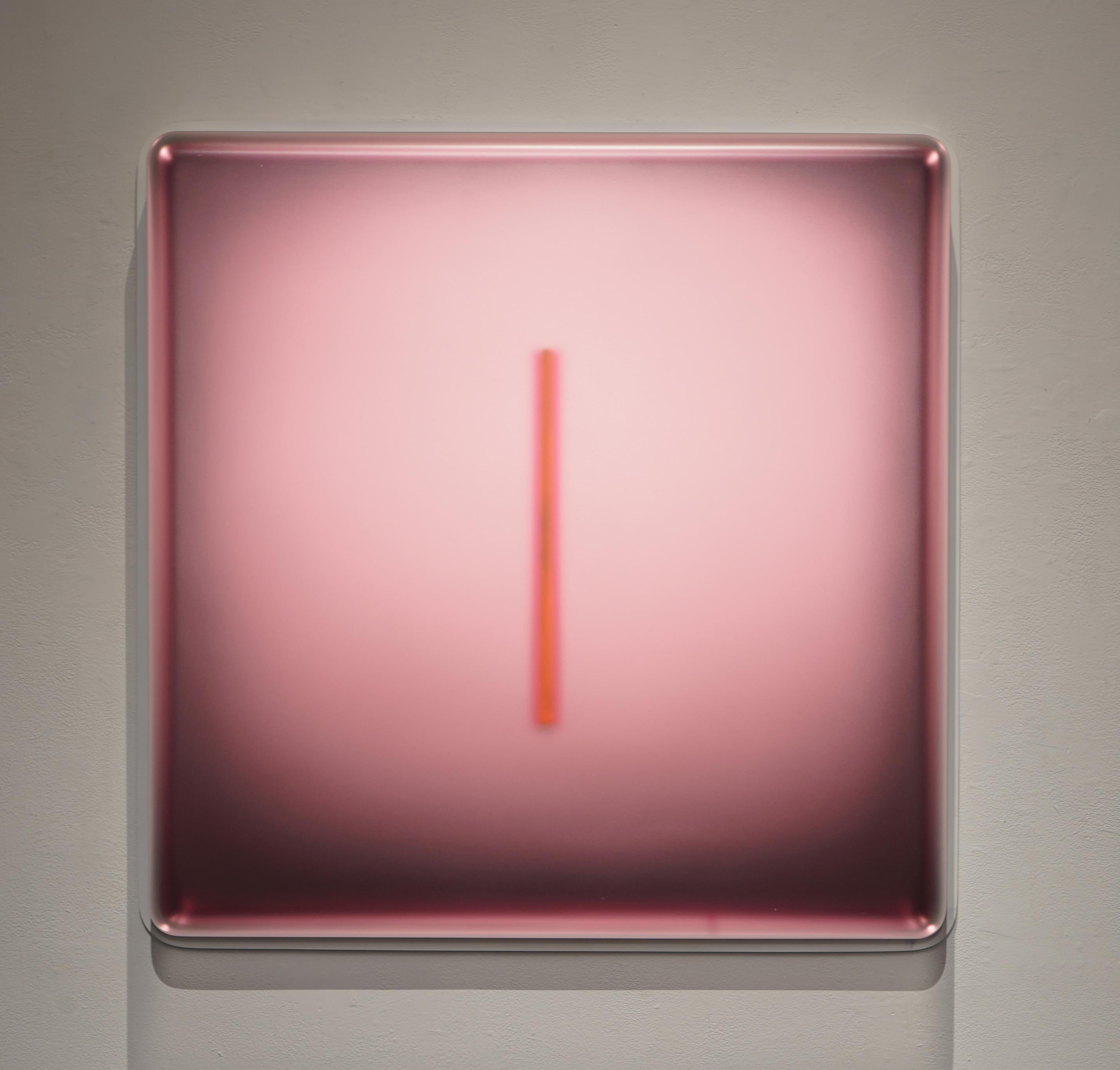 Casper Brindle Abstract Sculpture - Vacuum Square Light-Glyph (Pink)