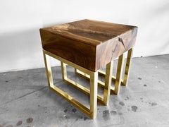 Casper by Seve Quantum Design 'France', tabouret en bois de noyer et laiton