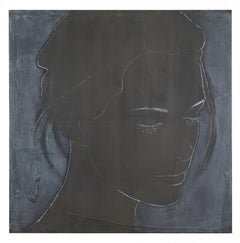 Francesca, figuratives Gemälde in Mischtechnik auf Leinwand