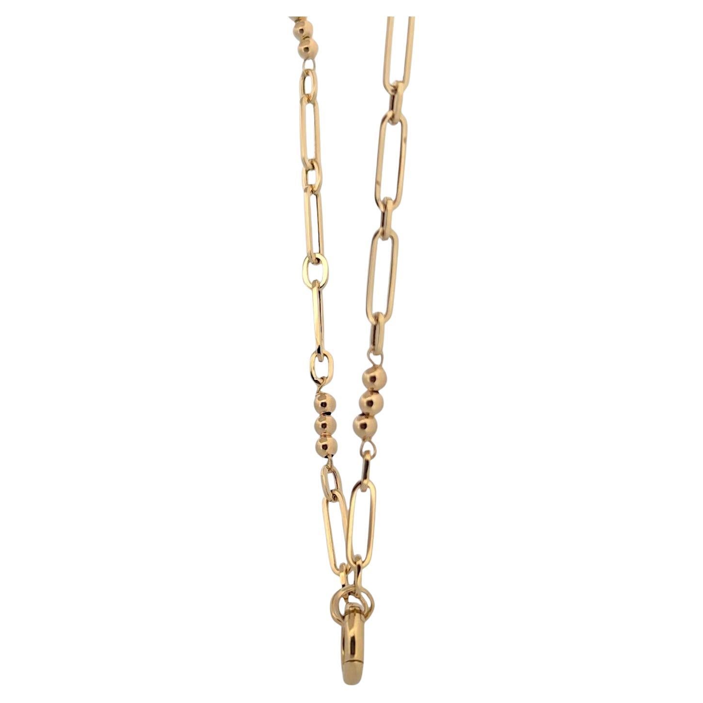 Caspian  14k Yellow Gold Chain – 18" Oval & Bead Link Necklace