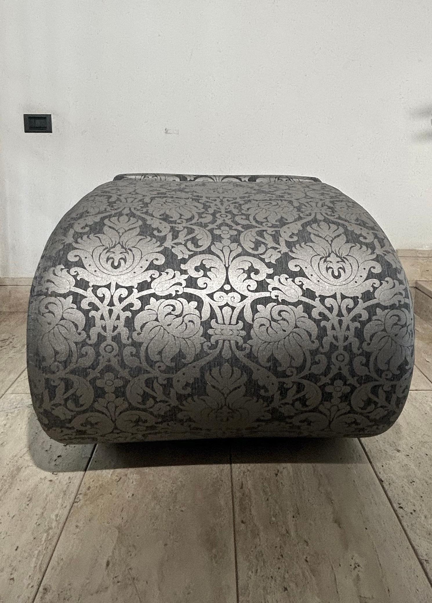 Casprini & BRF - Eklipse Armchair in Black & Light Gray Floral Fabric For Sale 6