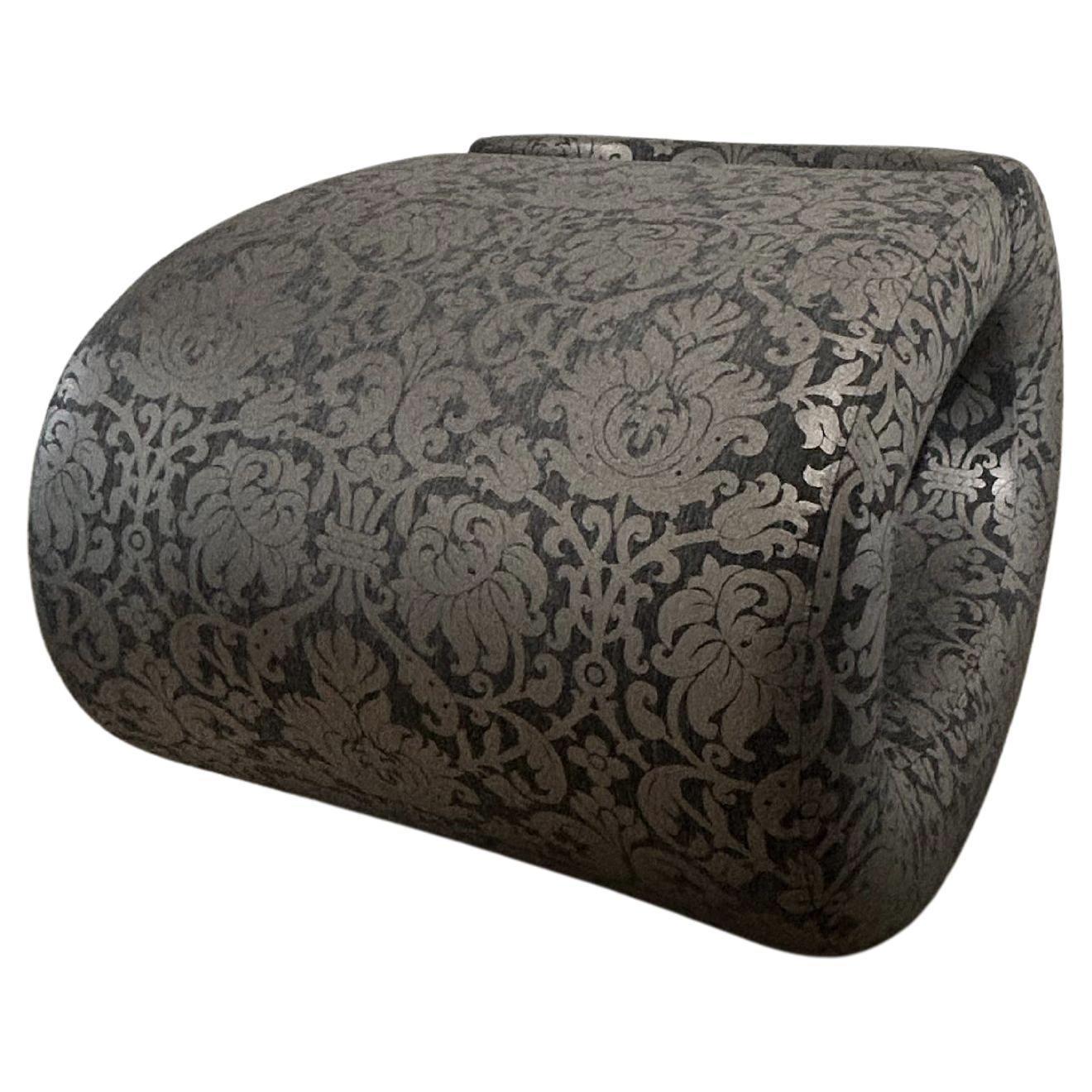 Italian Casprini & BRF - Eklipse Armchair in Black & Light Gray Floral Fabric For Sale
