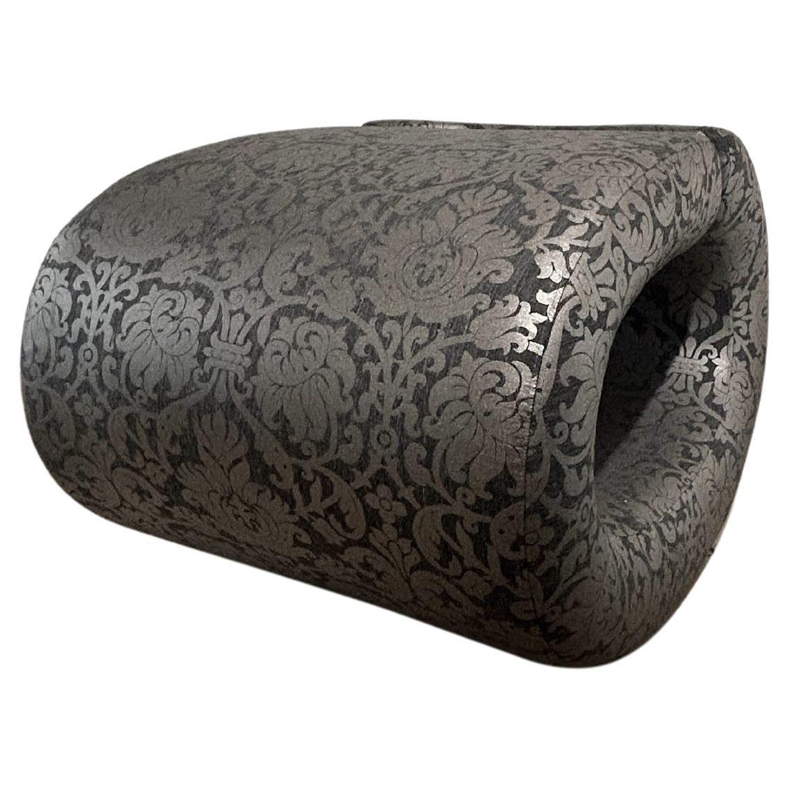 Casprini & BRF - Eklipse Armchair in Black & Light Gray Floral Fabric For Sale 1