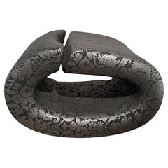 Casprini & BRF - Eklipse Armchair in Black & Light Gray Floral Fabric