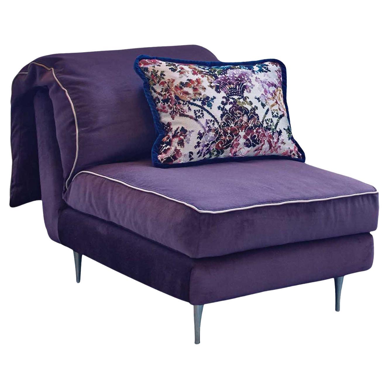 Casquet Mini in Deep Purple Velvet Daybed For Sale