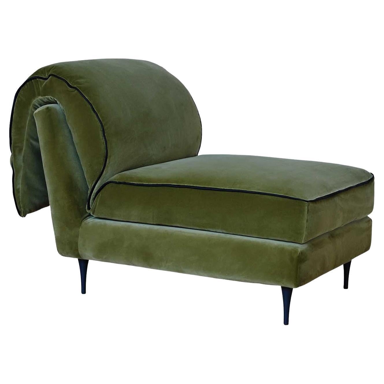 Casquet Mini in Olive Green Velvet Daybed For Sale
