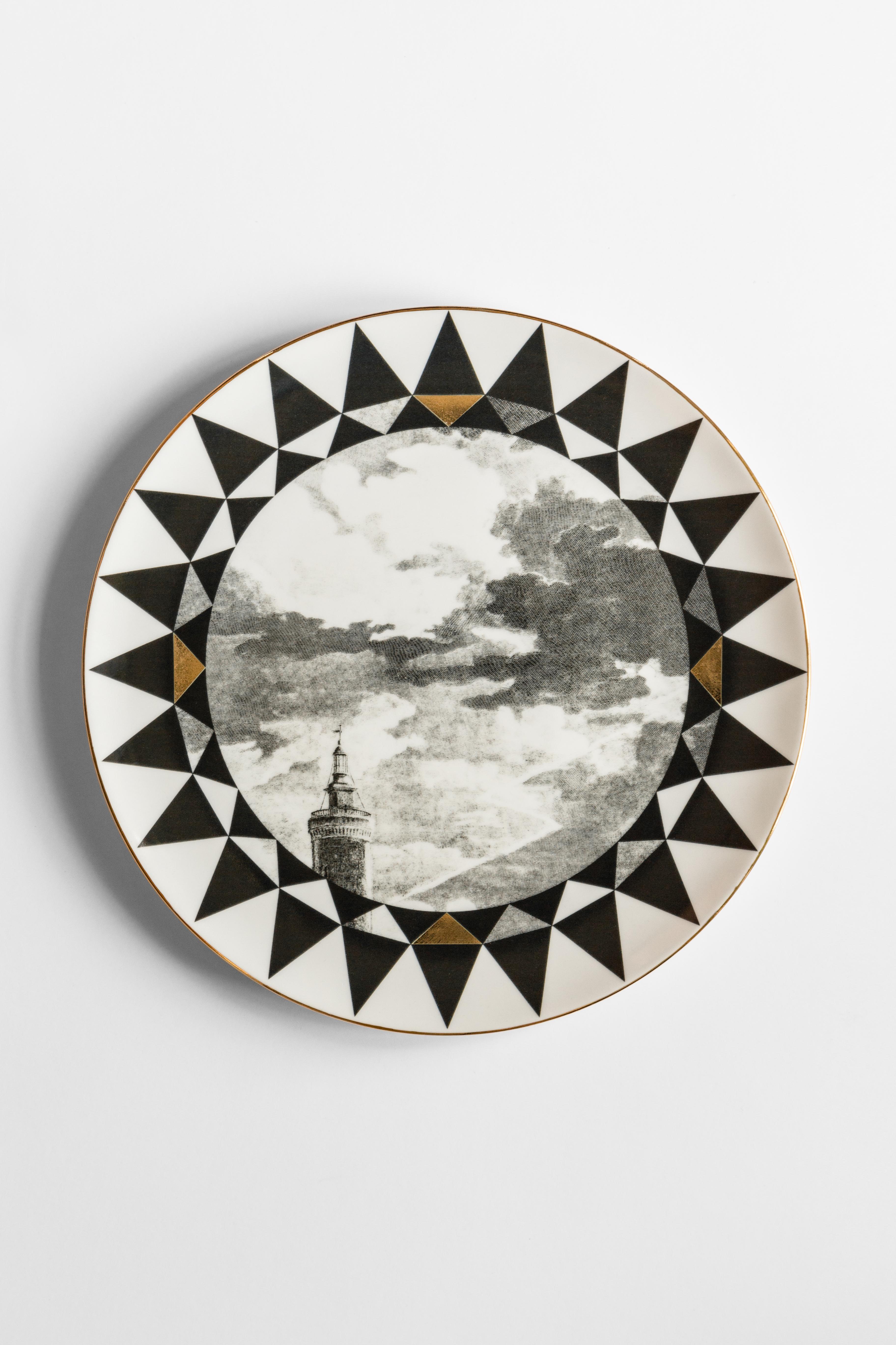 Casquets, Seis Platos de Porcelana Contemporáneos con Diseño Decorativo Italiano en venta