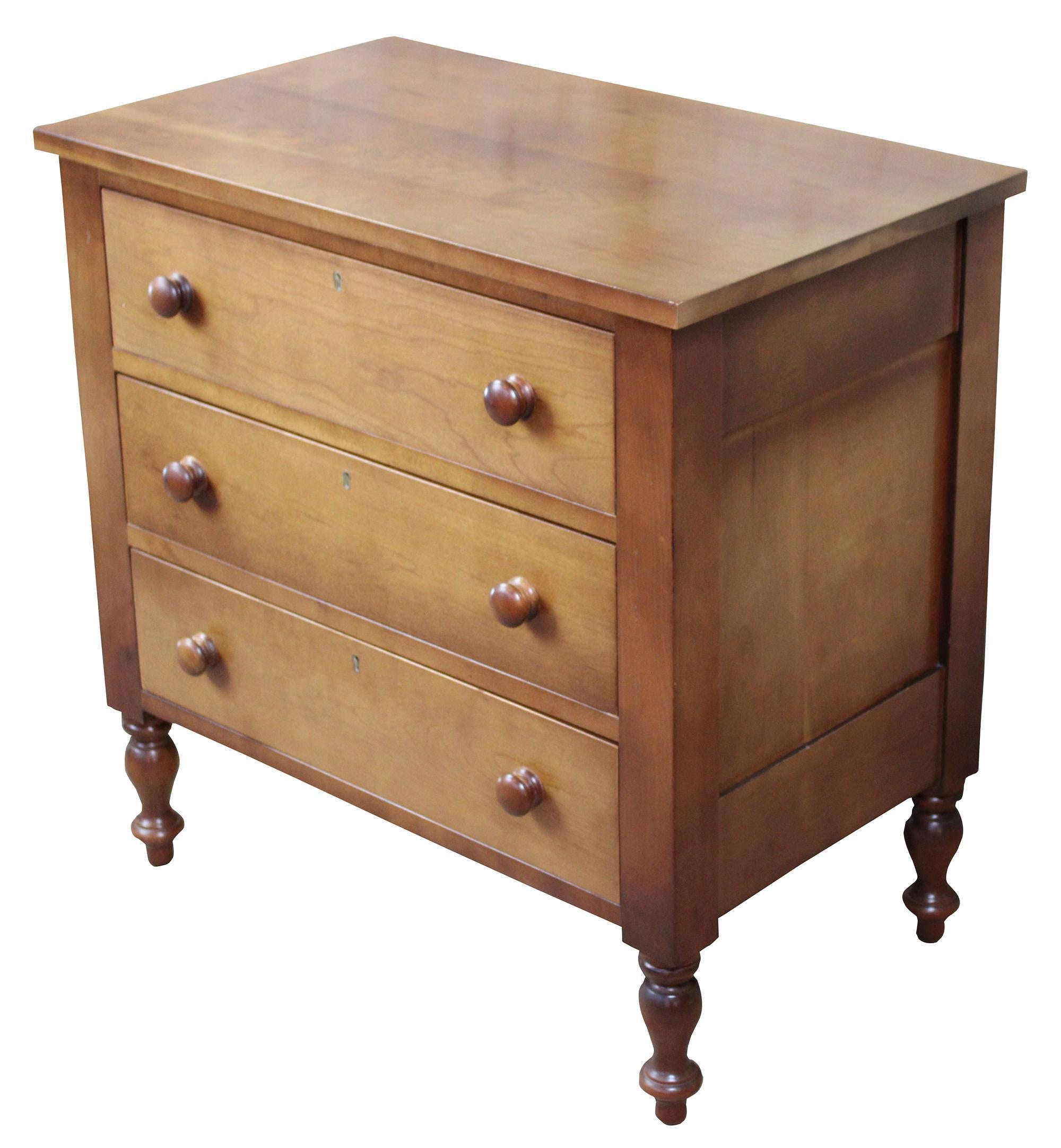 American Colonial Cassady Furniture Early American Cherry 3-Drawer Dresser Chest Nightstand