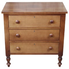 Vintage Cassady Furniture Early American Cherry 3-Drawer Dresser Chest Nightstand