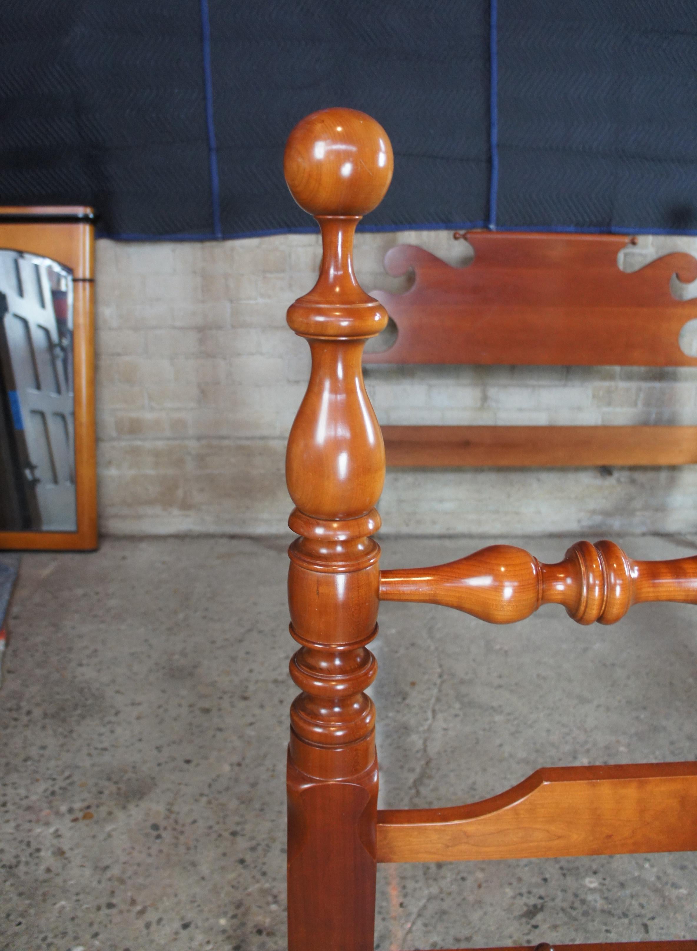 American Colonial Cassady Furniture Early American Style Cherry Queen Size Cannonball Poster Bed
