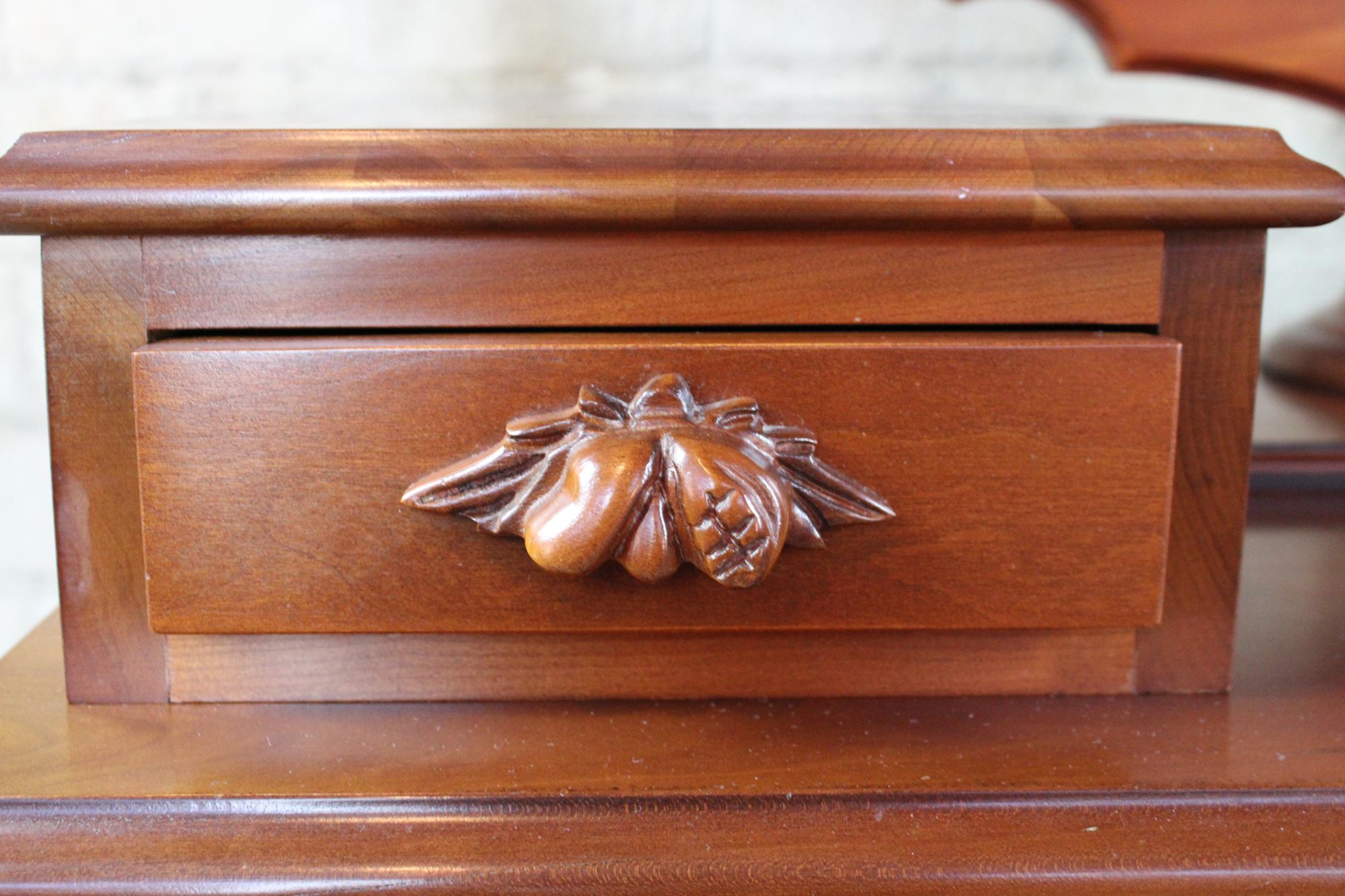 Late 20th Century Cassady Furniture Victorian Revival Cherry Carved Dresser and Wishbone Mirror