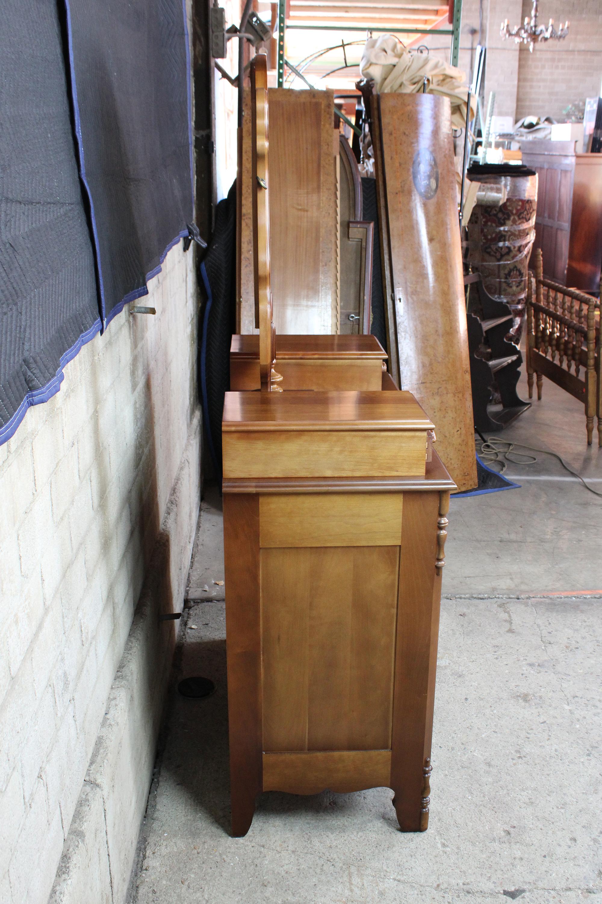 Cassady Furniture Victorian Revival Cherry Carved Dresser and Wishbone Mirror 1