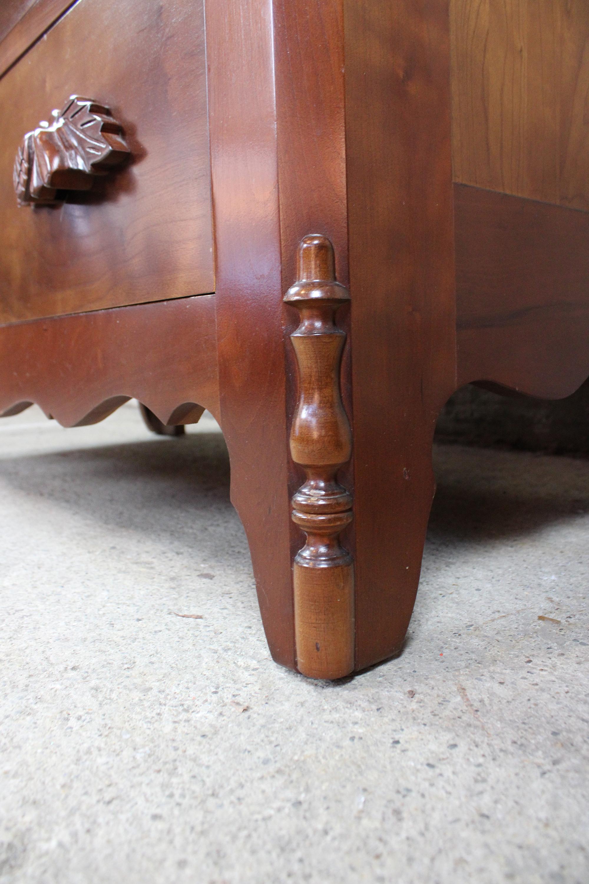 Cassady Furniture Victorian Revival Cherry Carved Dresser and Wishbone Mirror 4