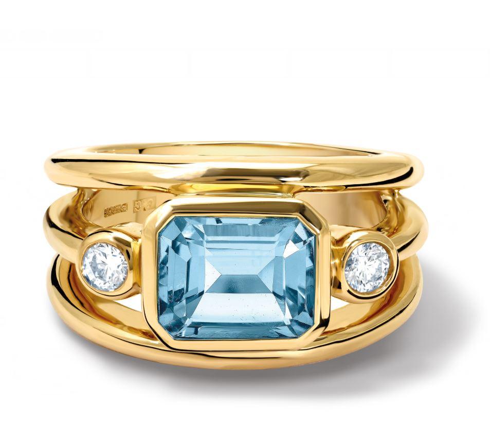 Contemporary Cassandra Goad Aeneus Yellow Gold Aquamarine and Diamond Ring For Sale