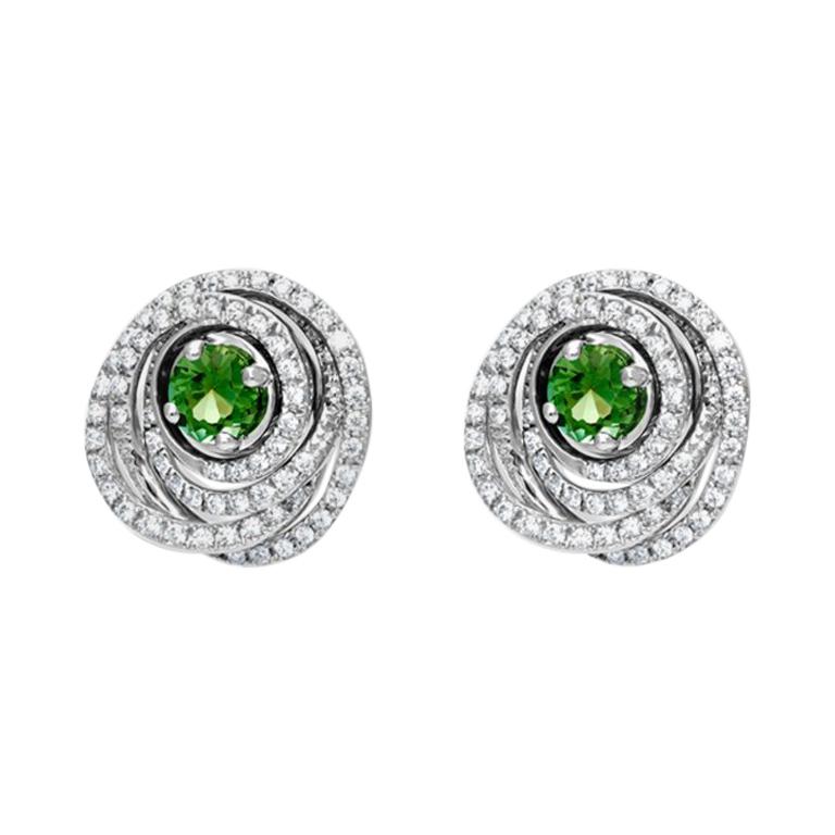 Cassandra Goad Agemaki Mint Tourmaline and Diamond Studs For Sale