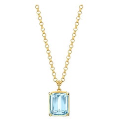 Cassandra Goad Carrelino Emerald Cut 18 Karat Gold Aquamarine Pendant