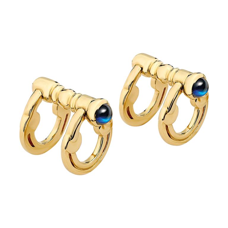 Cassandra Goad Diego Gold Cufflinks with Sapphire For Sale