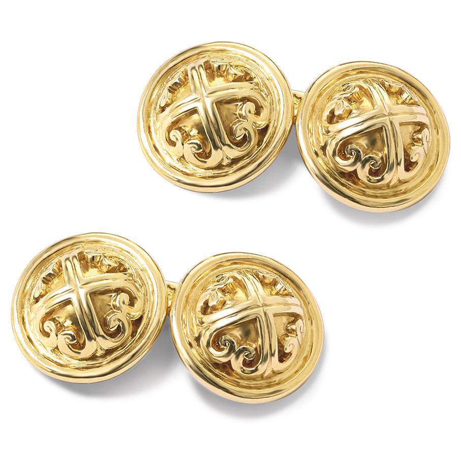 Meson del Moro double ended cufflinks in 9 carat yellow gold. Inspired by the domes on the Meson del Moro, Sevilla. From the Journey to Spain.