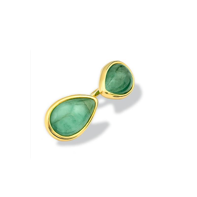 Cassandra Goad Ovale Emerald Gold Cufflinks In New Condition For Sale In London, GB