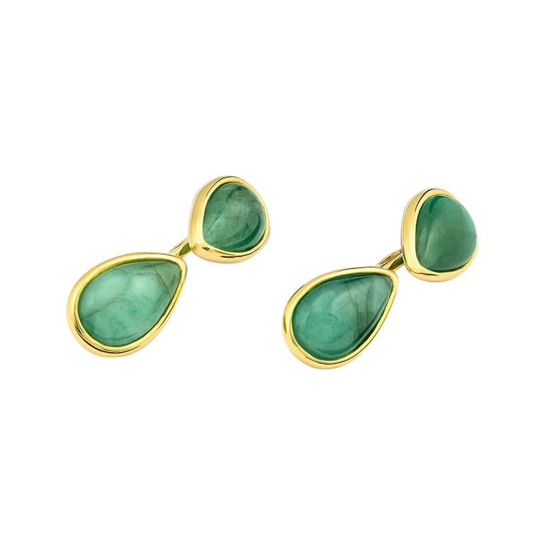 Cassandra Goad Ovale Emerald Gold Cufflinks For Sale
