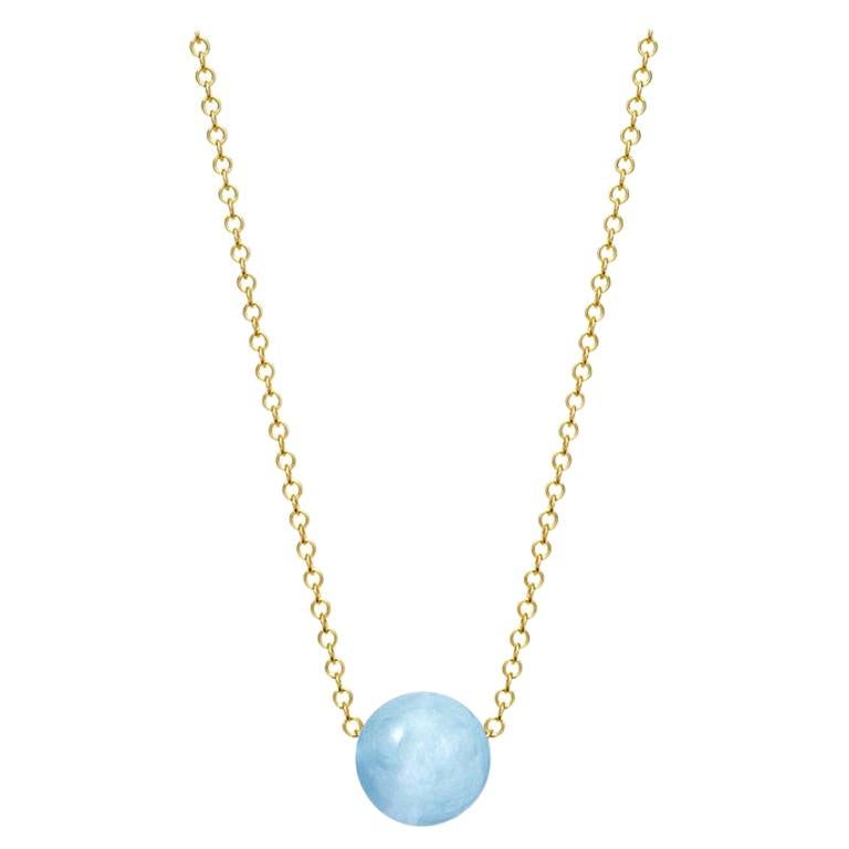 Cassandra Goad Pelota Aquamarine and 9 Karat Gold Necklace For Sale