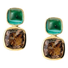Cassandra Goad Qin and Han Blue Green Tourmalines and Smoky Quartz Earrings