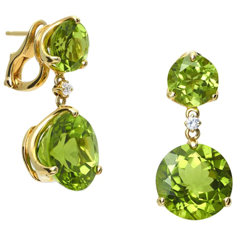 Cassandra Goad Riviere Double Peridot and Diamond Earrings For Sale