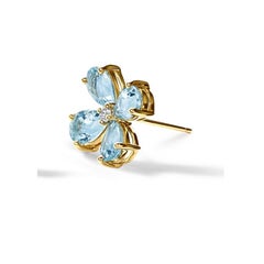 Cassandra Goad Small Klover Blue Topaz 9 Karat Yellow Gold Earrings