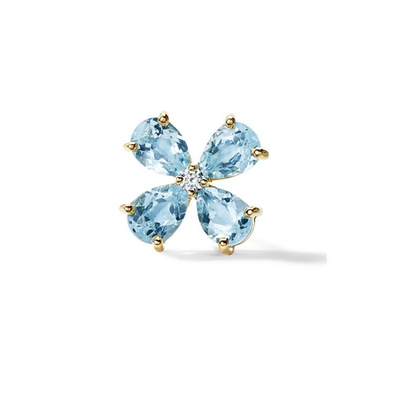 Cassandra Goad Small Klover Blue Topaz 9 Karat Yellow Gold Earrings In New Condition For Sale In London, GB