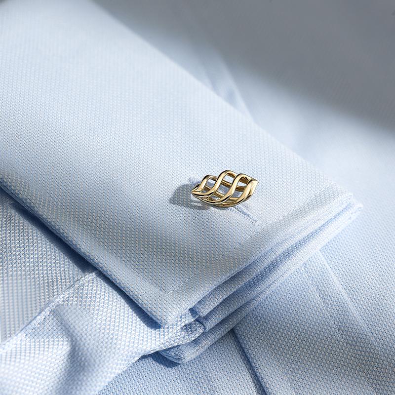Montejo double ended cufflinks in 9 ct yellow gold.  Inspired by the wrought iron work motif that is typical of the Spanish conquistadors in Mexico. Francisco de Montejo was one of the Spanish conquistadors. 'Montejo' means small hill which these