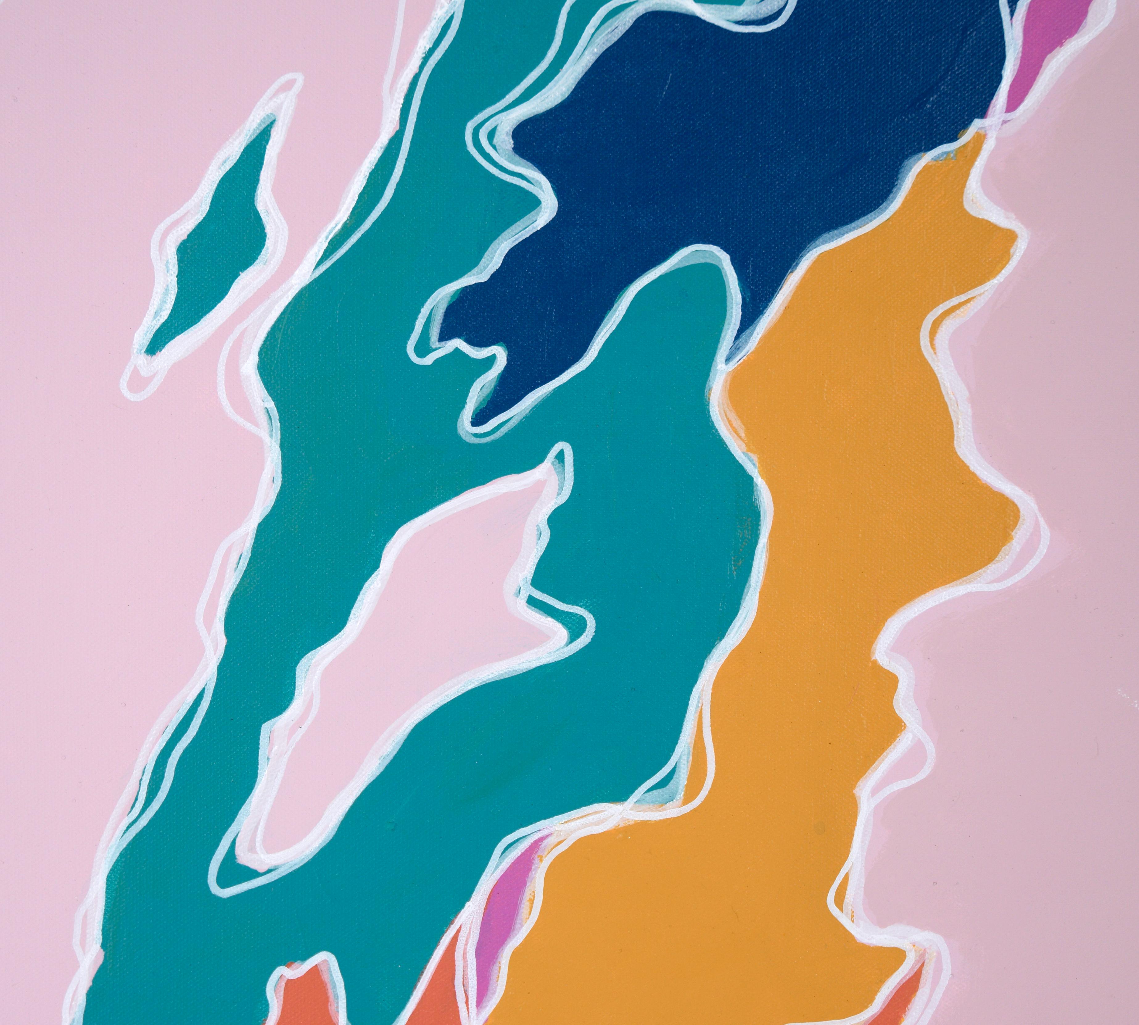 Topographic I – Abstrakte Komposition in Acryl auf Leinwand (Grau), Abstract Painting, von Cassandra Jacobs