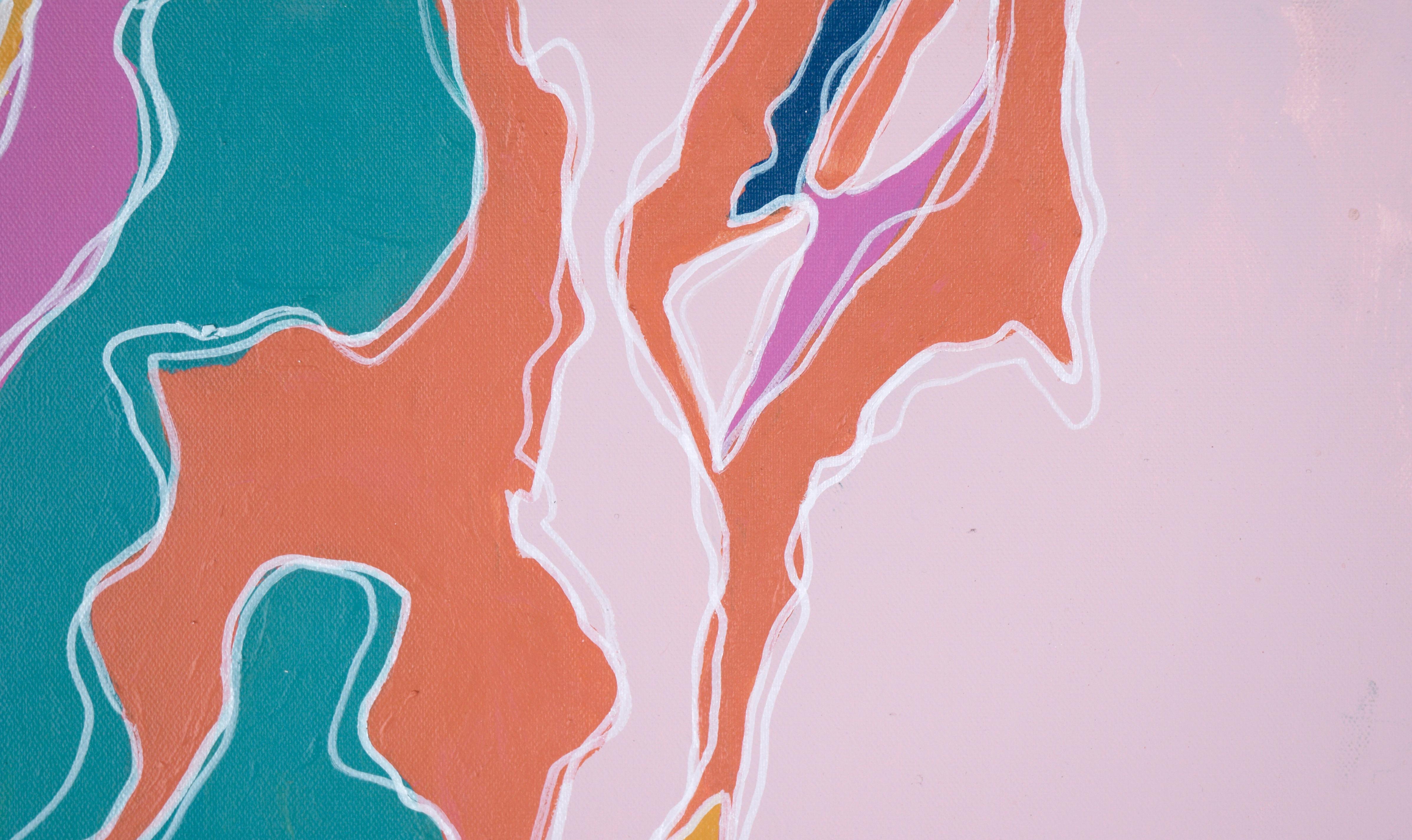 Topographic II – Abstrakte Komposition in Acryl auf Leinwand (Beige), Abstract Painting, von Cassandra Jacobs