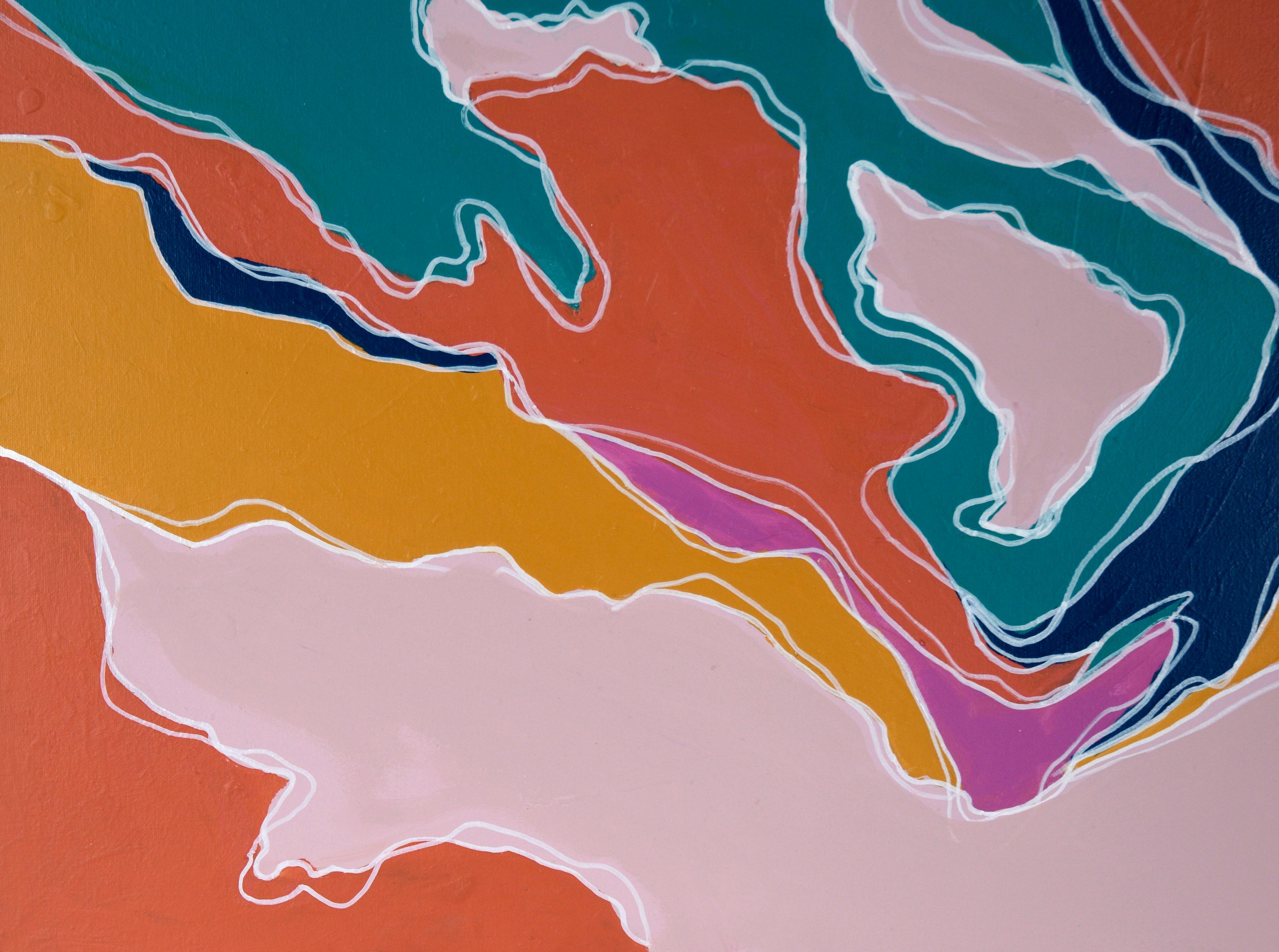 Topographic III - Composizione astratta in acrilico su tela

Colorata e fluida composizione astratta di Cassandra Jacobs (americana, nata nel 1964). Questo pezzo ha colori vivaci e vorticosi, segmentati da linee bianche. La composizione ricorda una
