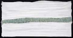 River Glass - Sculpture murale abstraite avec tissu et verre
