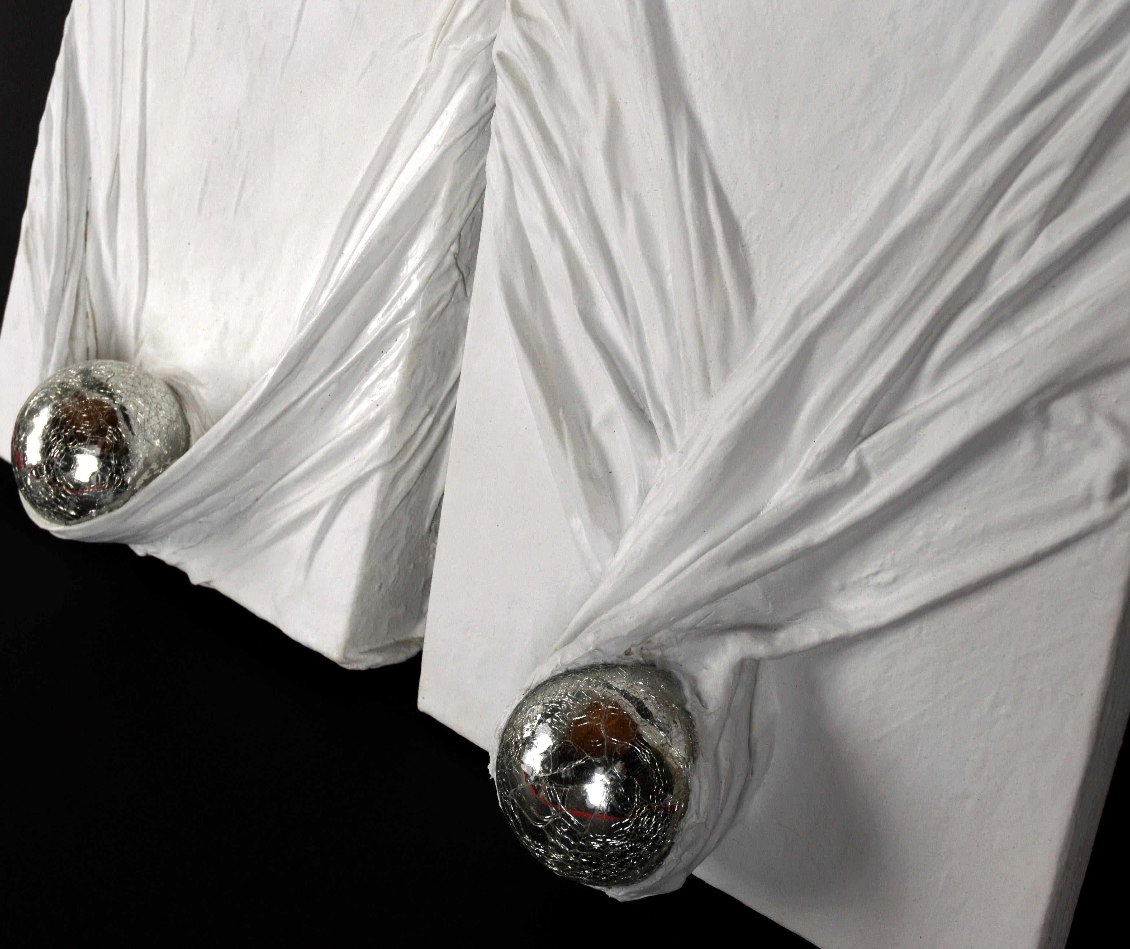 Wait, Weight - Abstract Wall Sculpture with Reflective Spheres (Pair) - Painting by Cassandra Jacobs